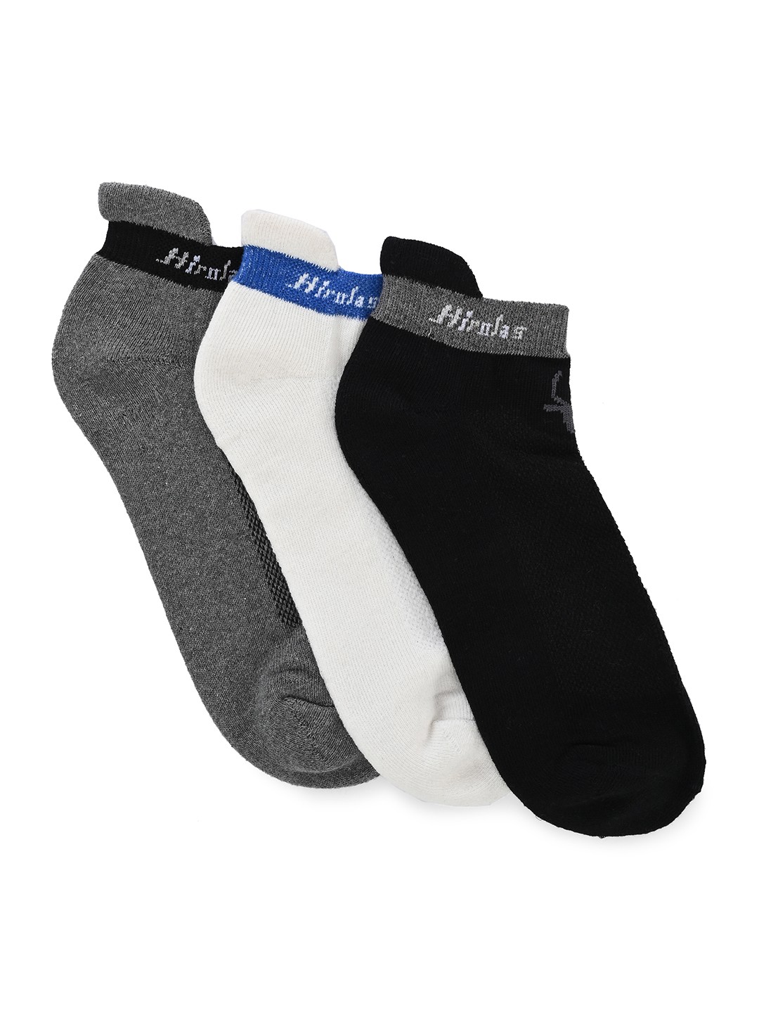 

HIROLAS Men Pack Of 3 Patterned Ankle-Length Socks, Black