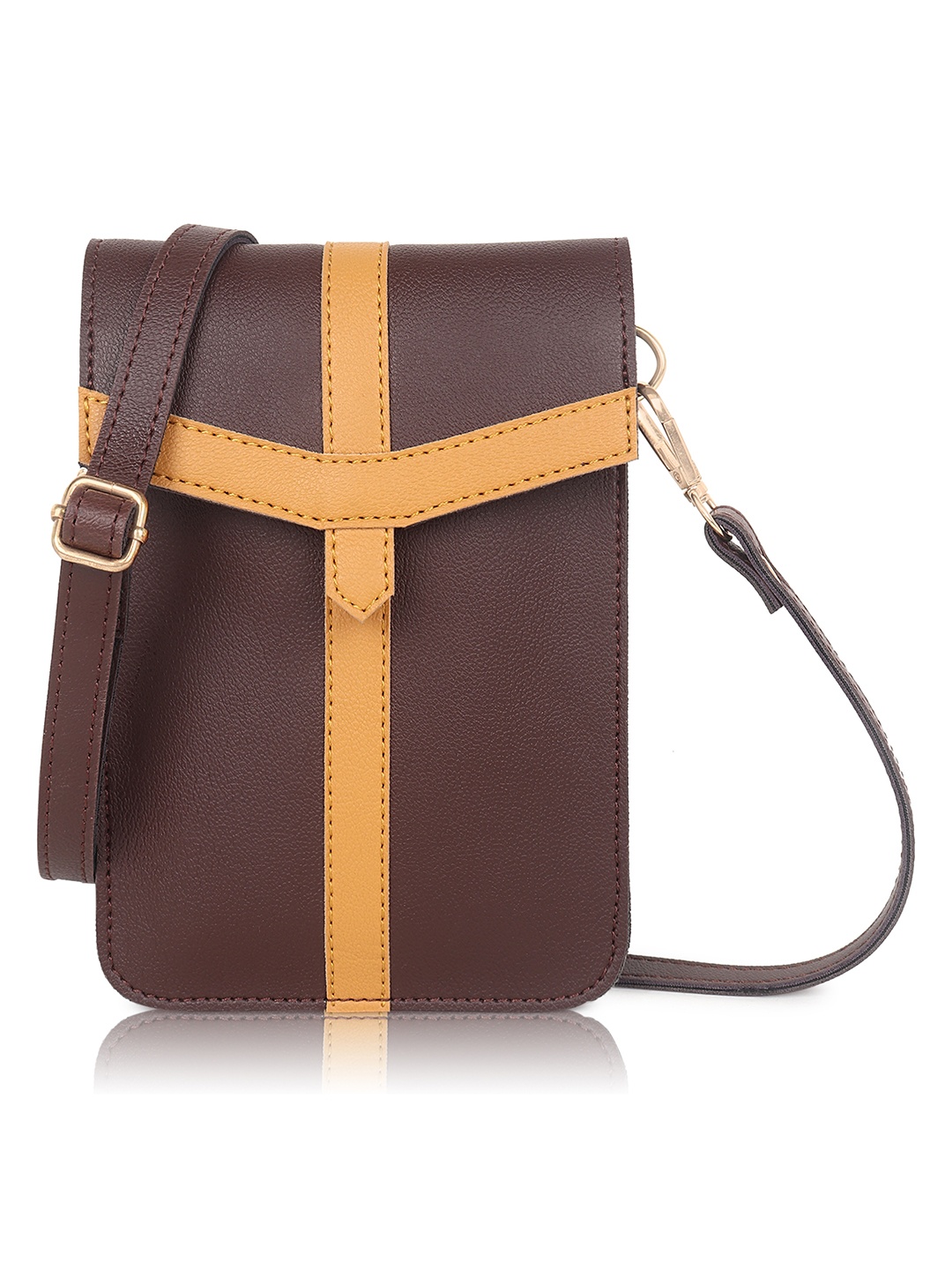 

ROVOK Detachable Strap Colourblocked Structured Sling Bag, Brown