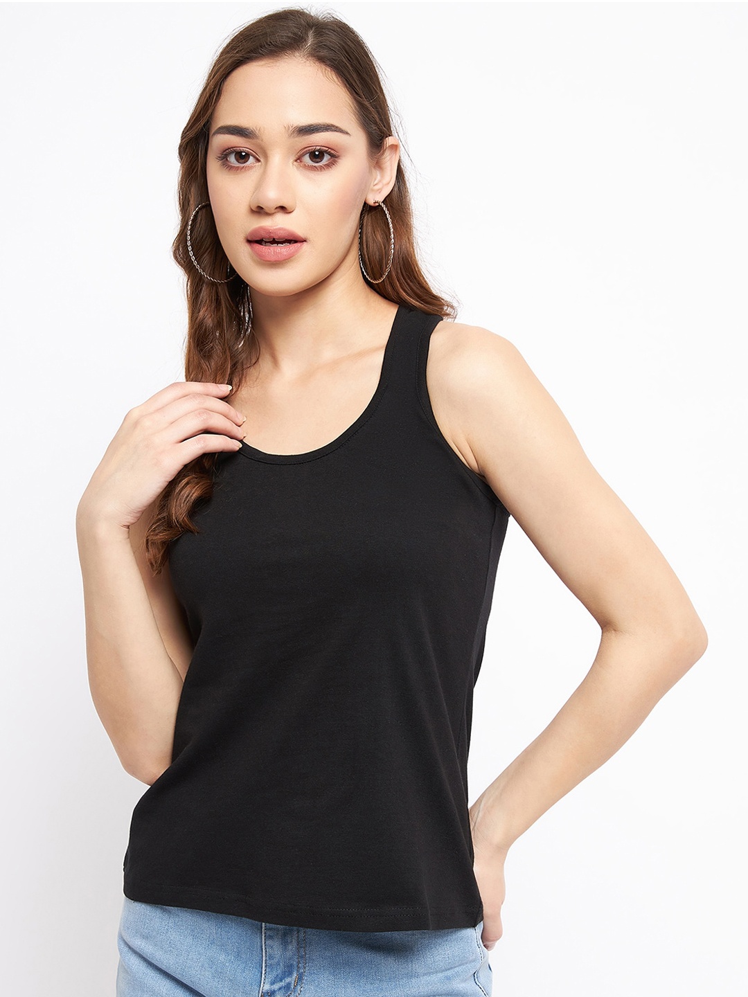 

BRINNS Scoop Neck Non-Padded Racer Back Camisoles, Black