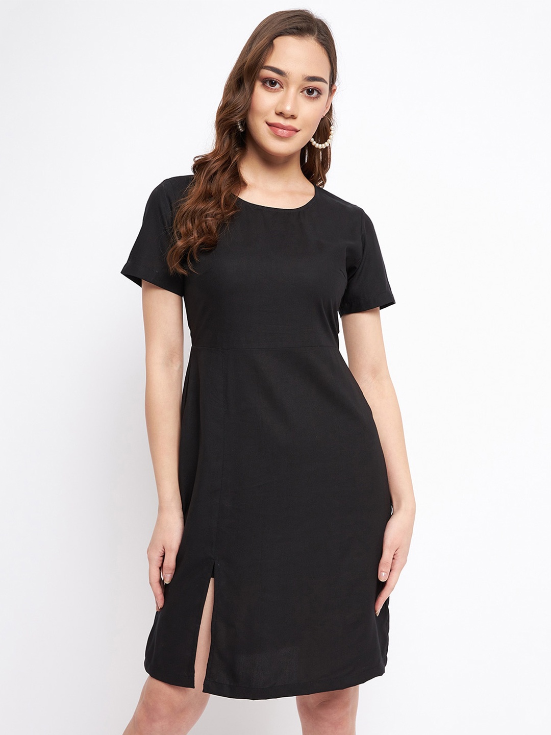 

BRINNS Front Slit Sheath Dress, Black