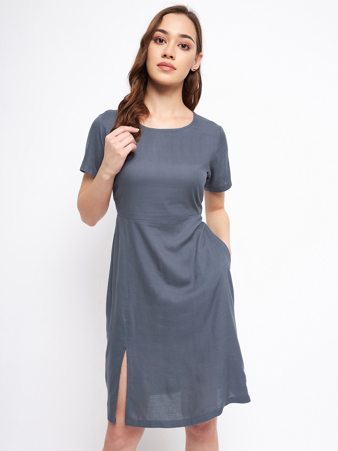 

BRINNS Round Neck A-Line Dress, Grey