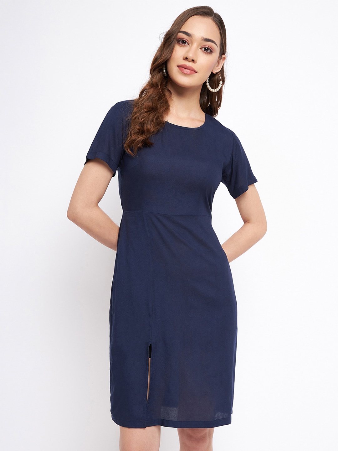 

BRINNS Front Slit Sheath Dress, Navy blue