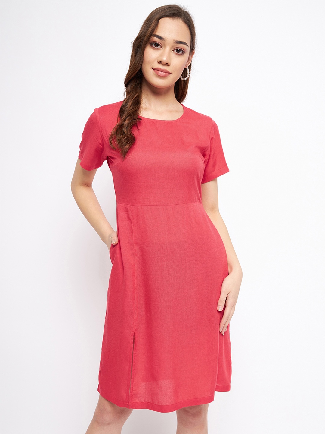 

BRINNS Round Neck A-Line Dress, Red