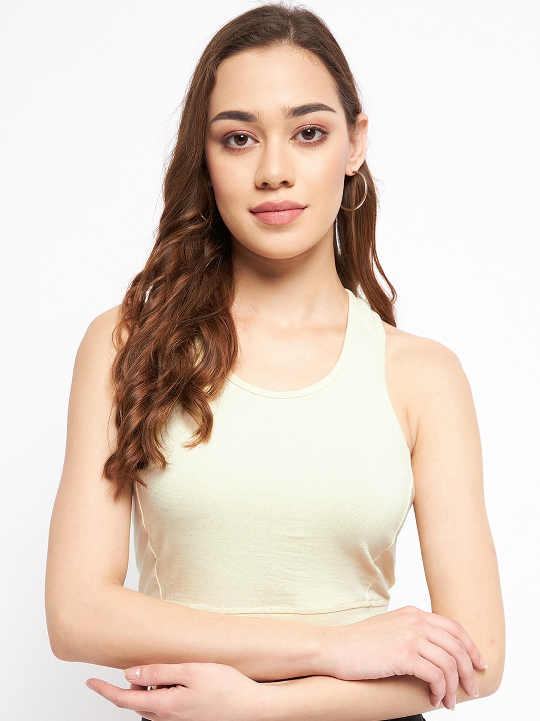 

BRINNS Sleeveless Fitted Crop Top, Cream