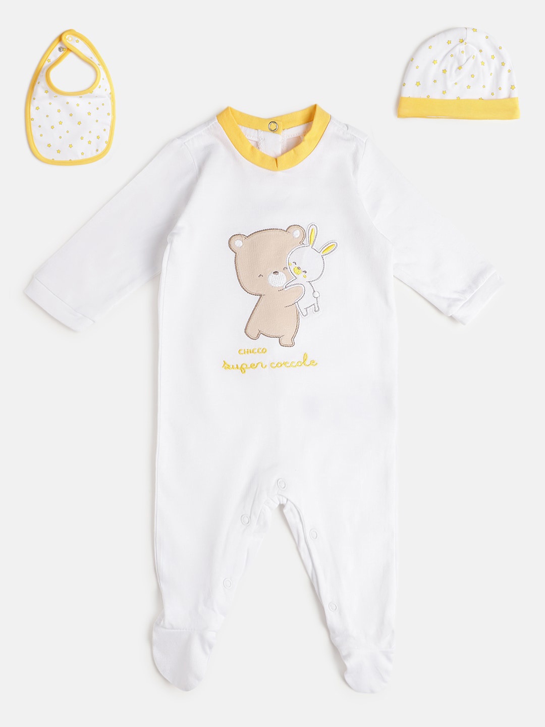 

Chicco Infants Pack Of 3 Printed Baby Apparel Gift Set, White