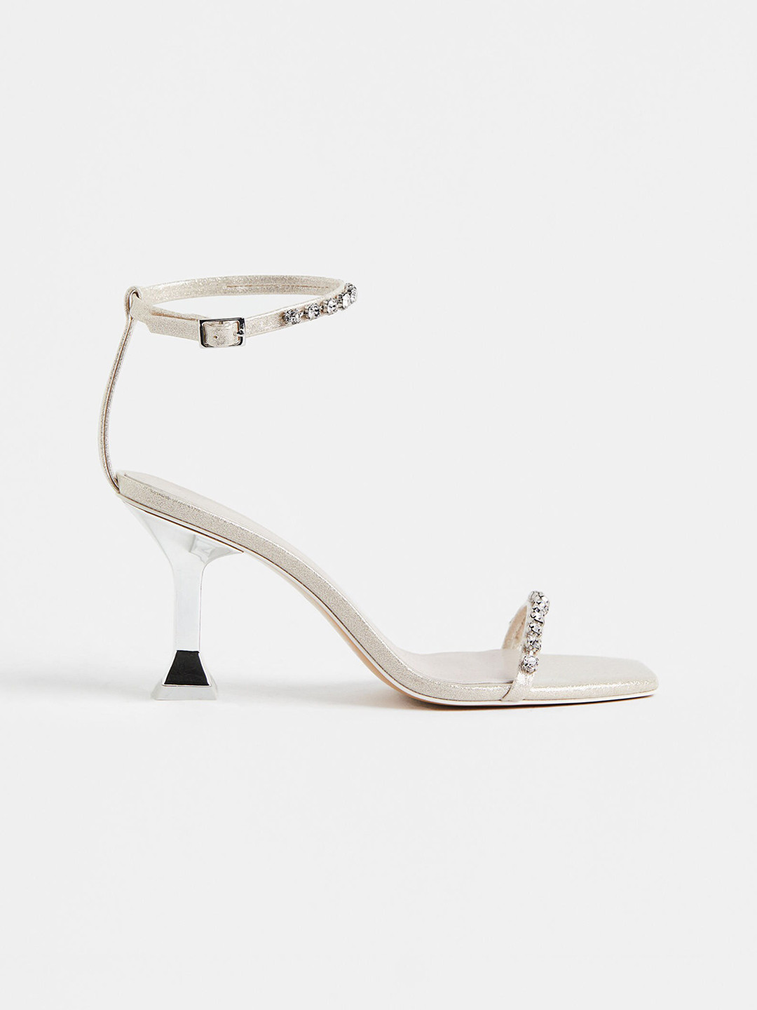 

H&M Women Rhinestone-Strap Sandals, Silver
