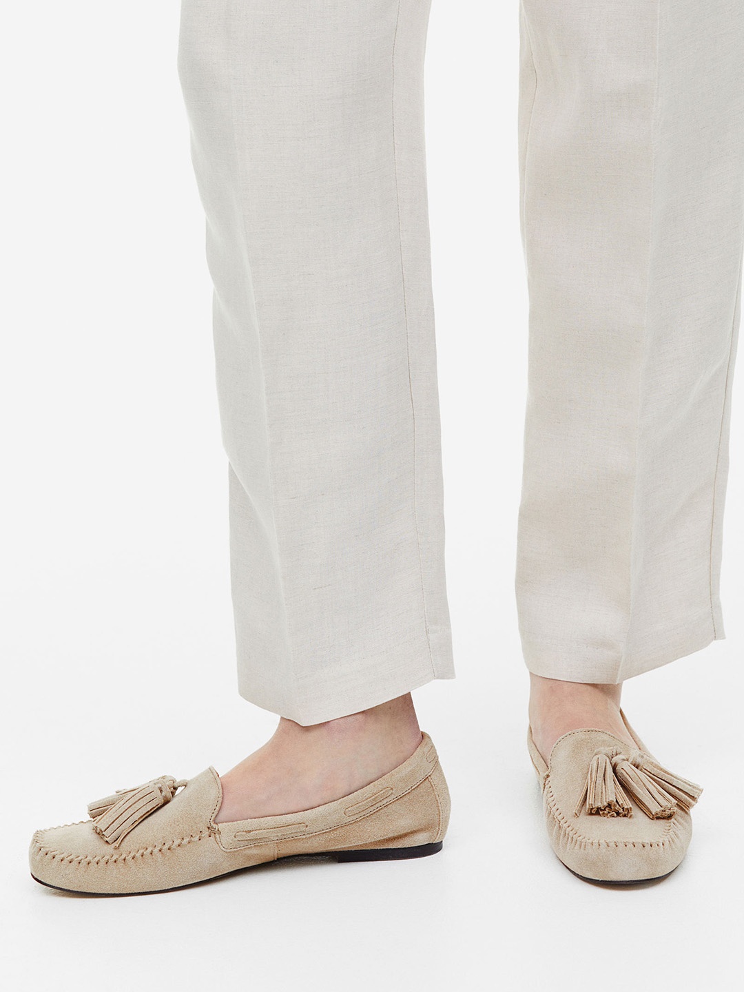 

H&M Women Tasselled Suede Loafers, Beige