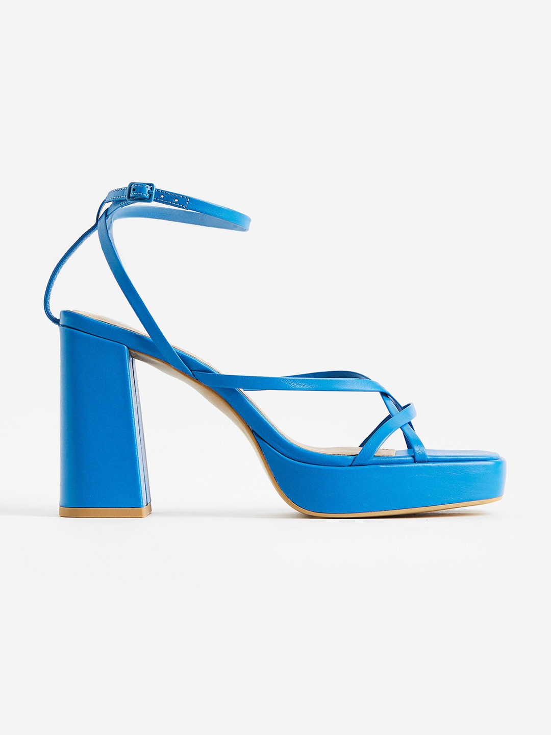 

H&M Women Leather Platform Heels, Blue