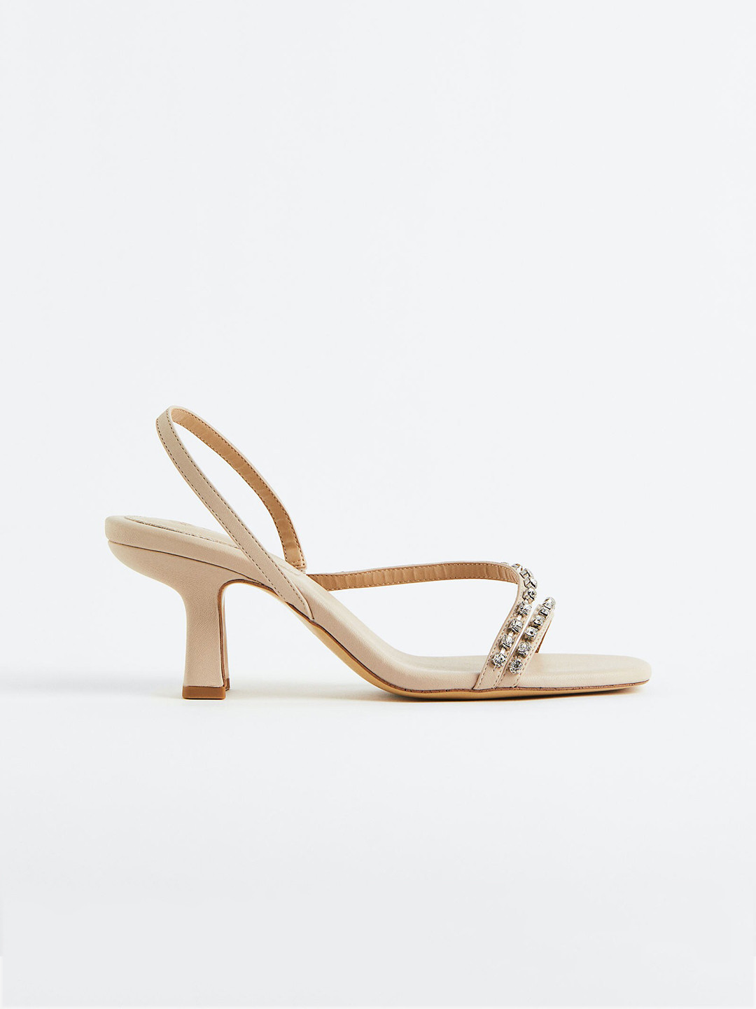 

H&M Rhinestone-Decorated Heels, Beige