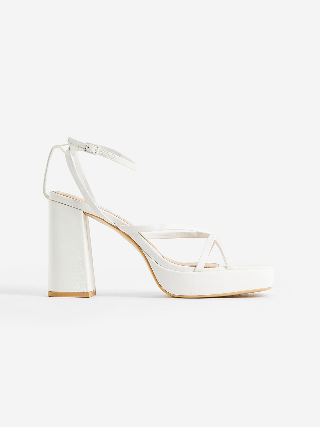 

H&M Women Leather Platform Heels, White
