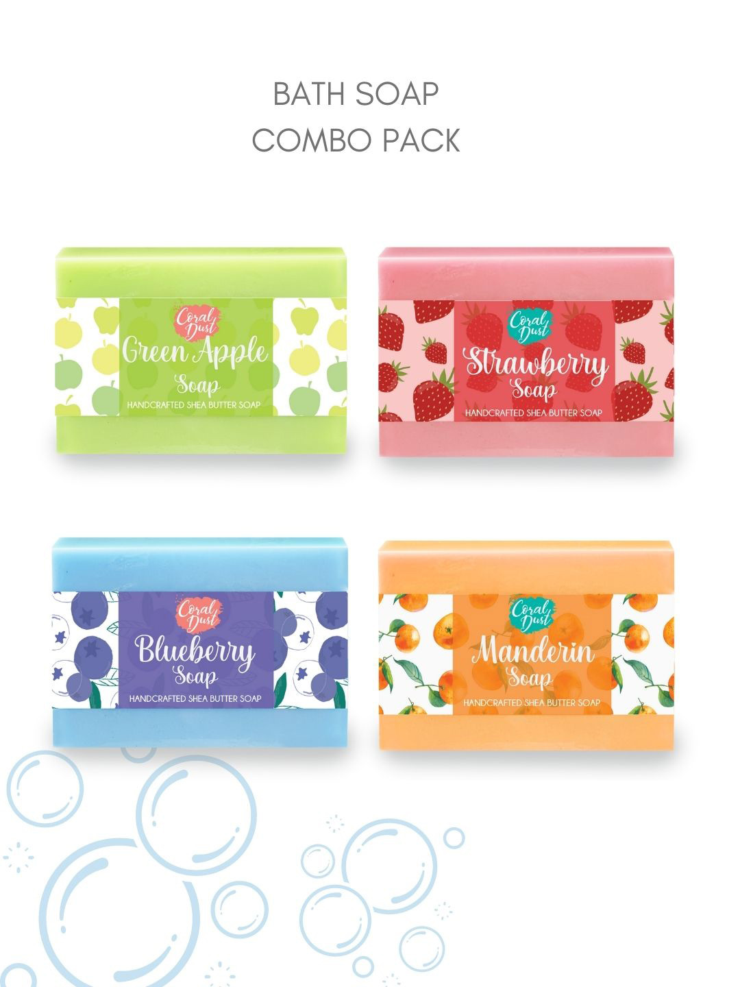 

Coral Dust Set of 4 Natural & Aromatic Handcrafted Shea Butter Soap - 100 g each, Multi