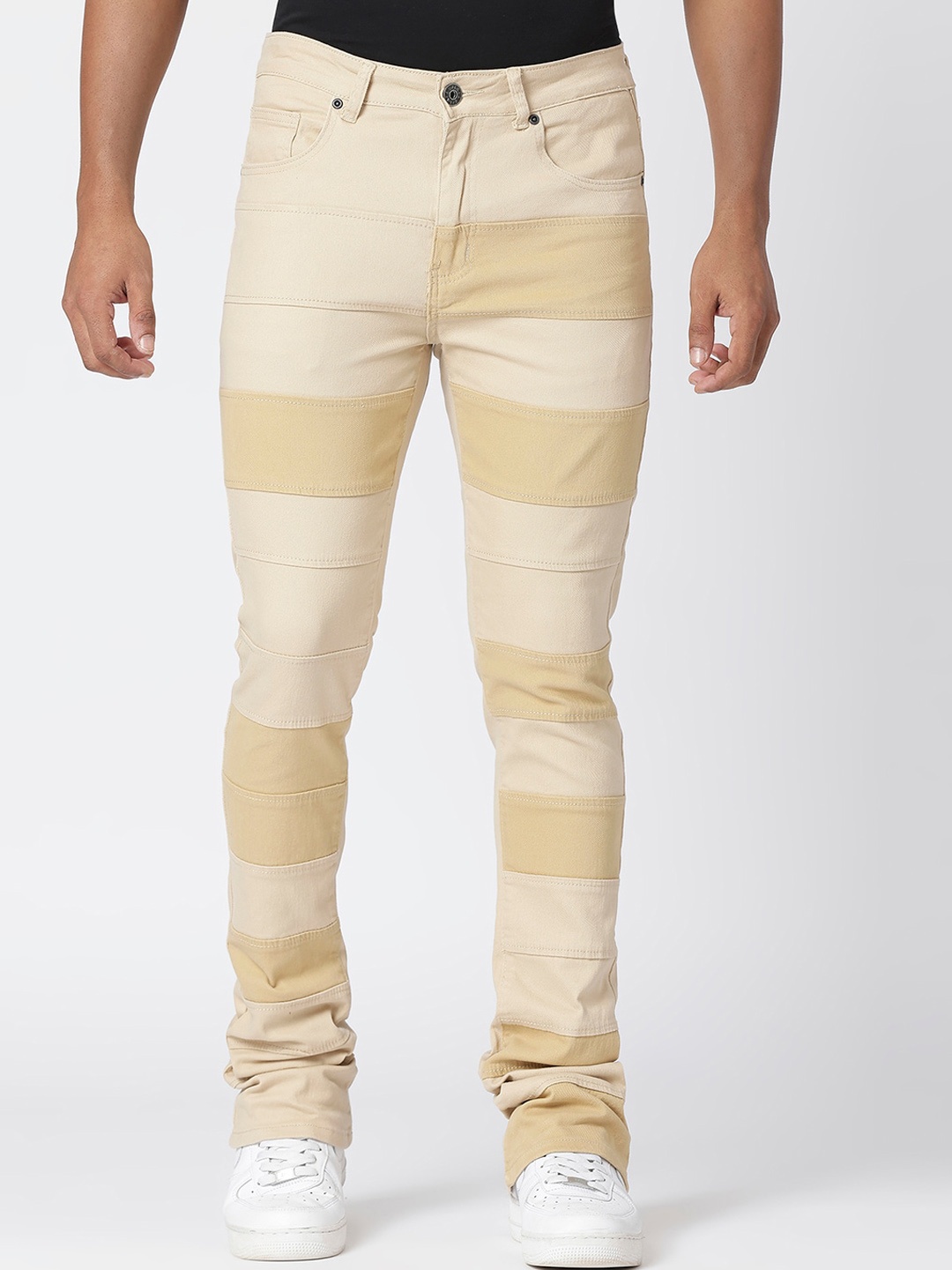 

WAIMEA Men Mid-Rise Bootcut Stretchable Jeans, Cream