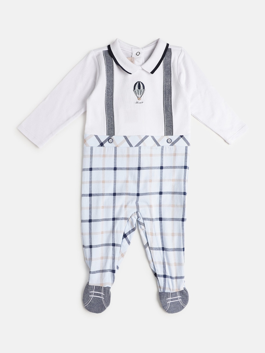 

Chicco Infants Boys Checked Bodysuit, Blue