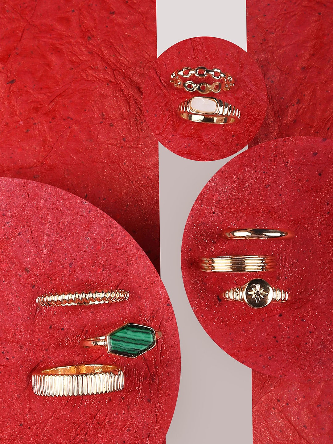 

Accessorize Set of 8 Crystal-Studded Finger Ring, Green