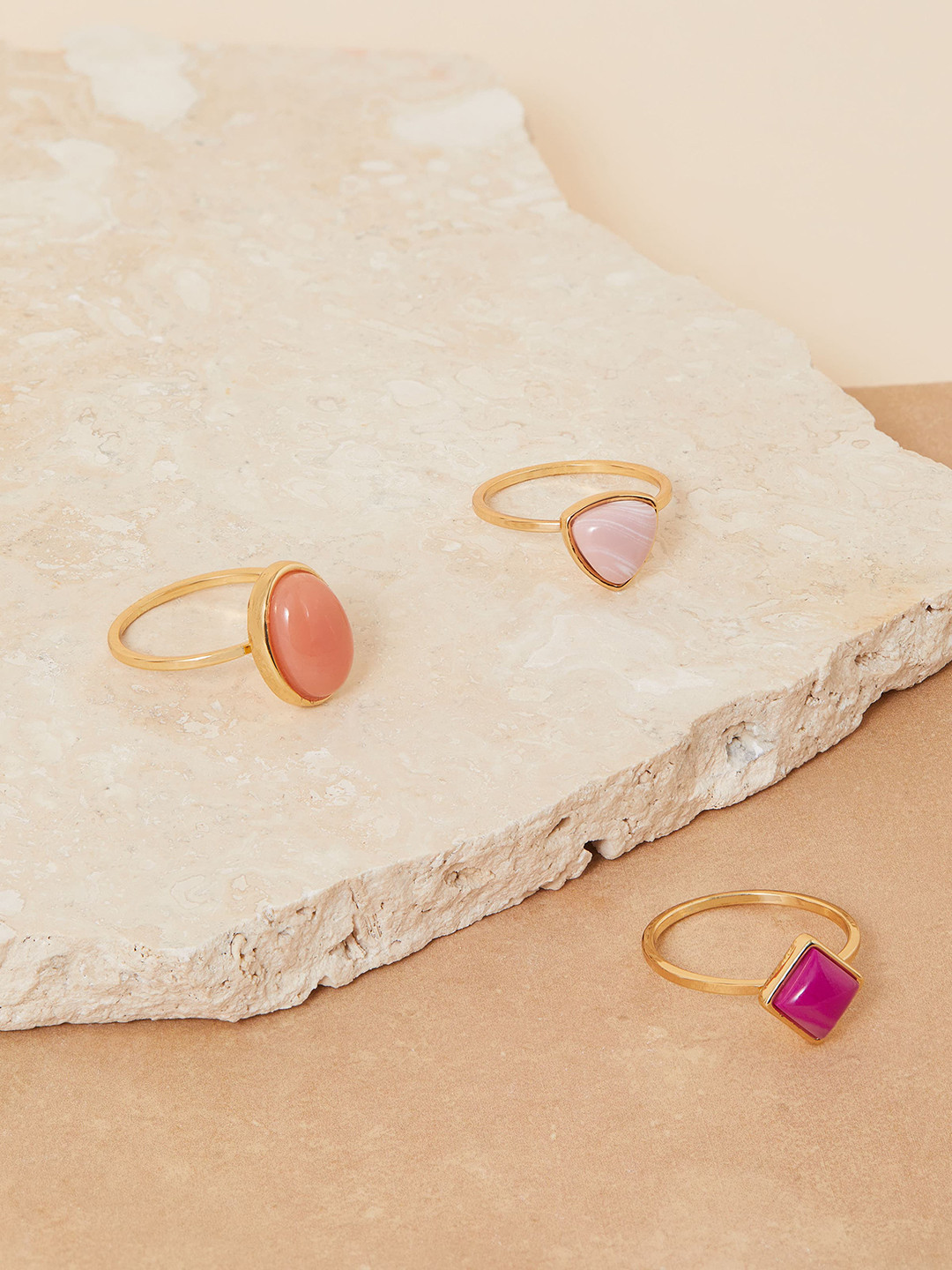 

Accessorize Set of 3 Crystal Studded Finger Rings, Pink