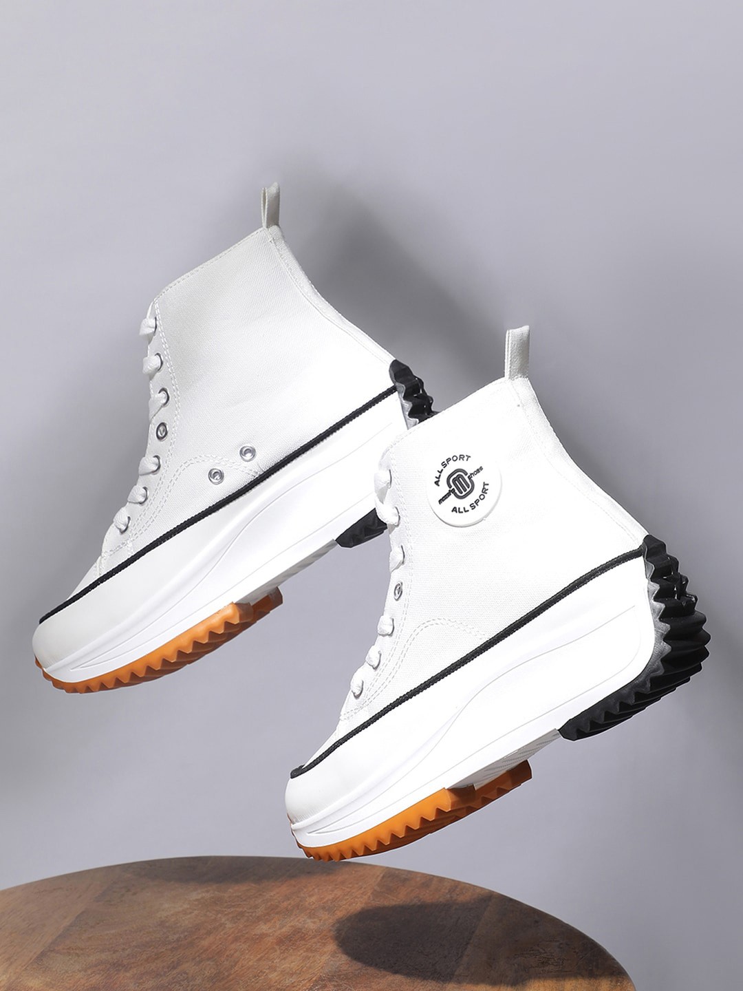 

MOZAFIA Women Heeled High-Top Sneakers, White