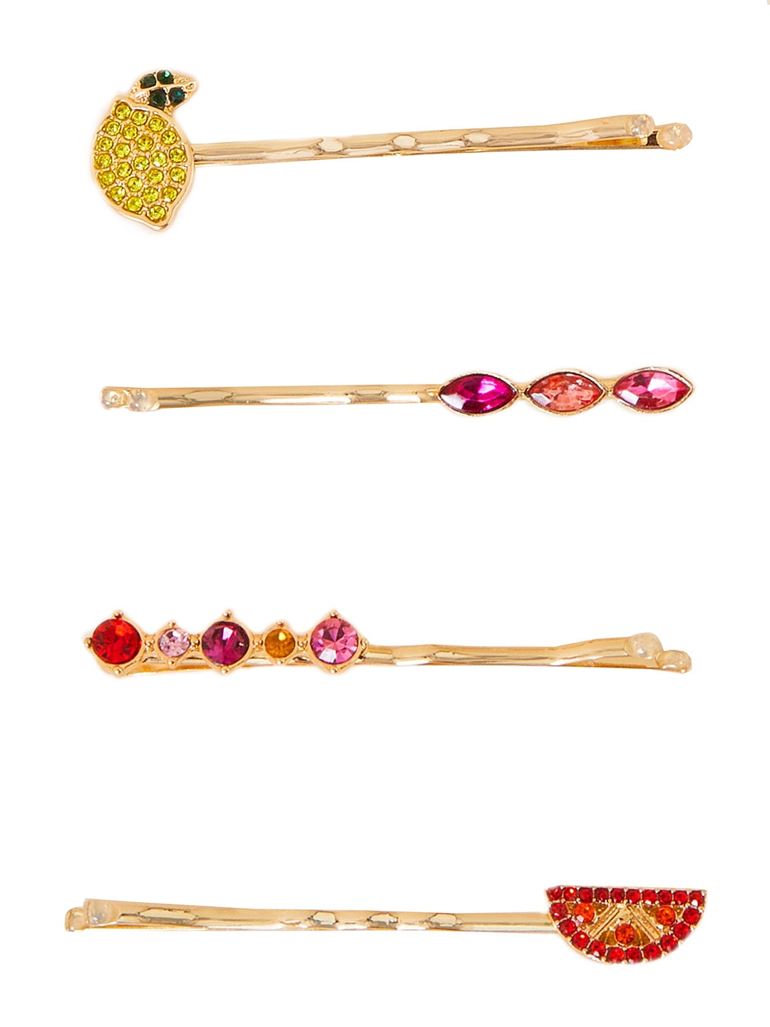 

Accessorize Women Set of 4 Fruity Bobby Pins, Gold