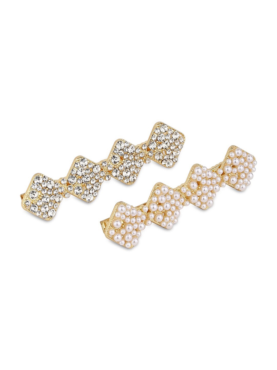 

Accessorize Women Set Of 2 Gold Plated Embellished Alligator Hair Clips