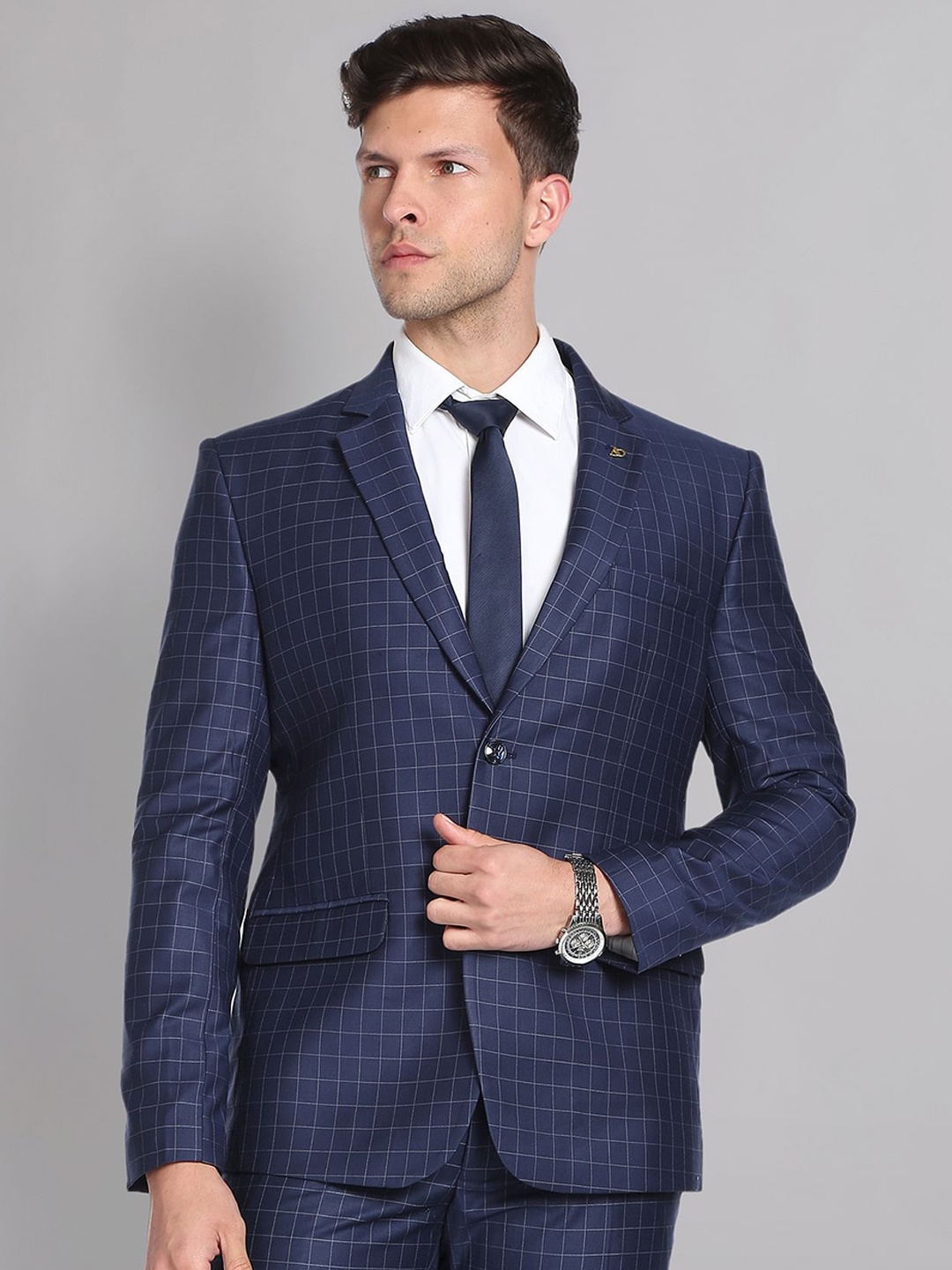 

AD By Arvind Checked 2-Piece Single Breasted Formal Suit, Blue