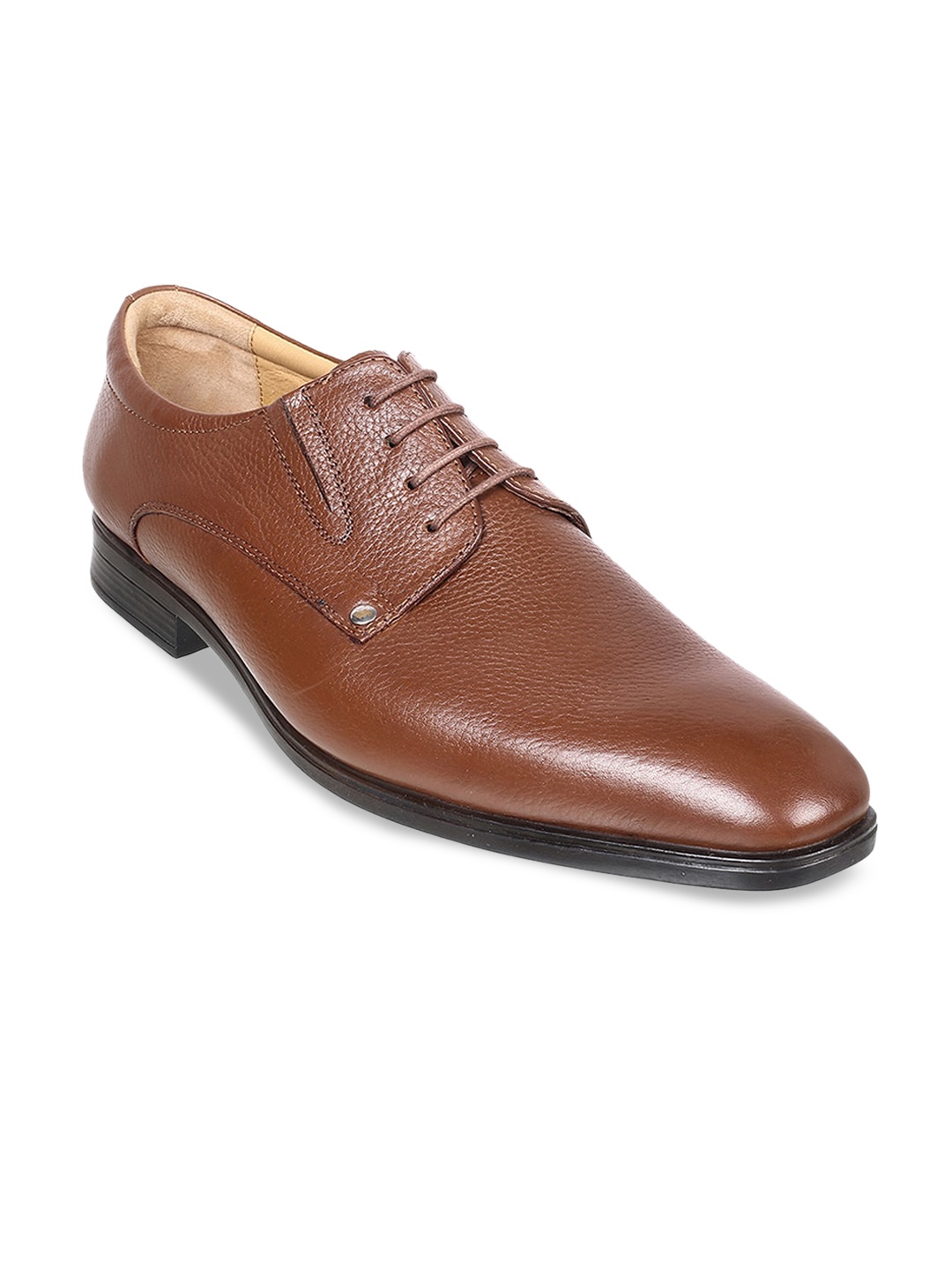 

J.FONTINI Men Textured Square-Toe Leather Formal Derbys, Tan