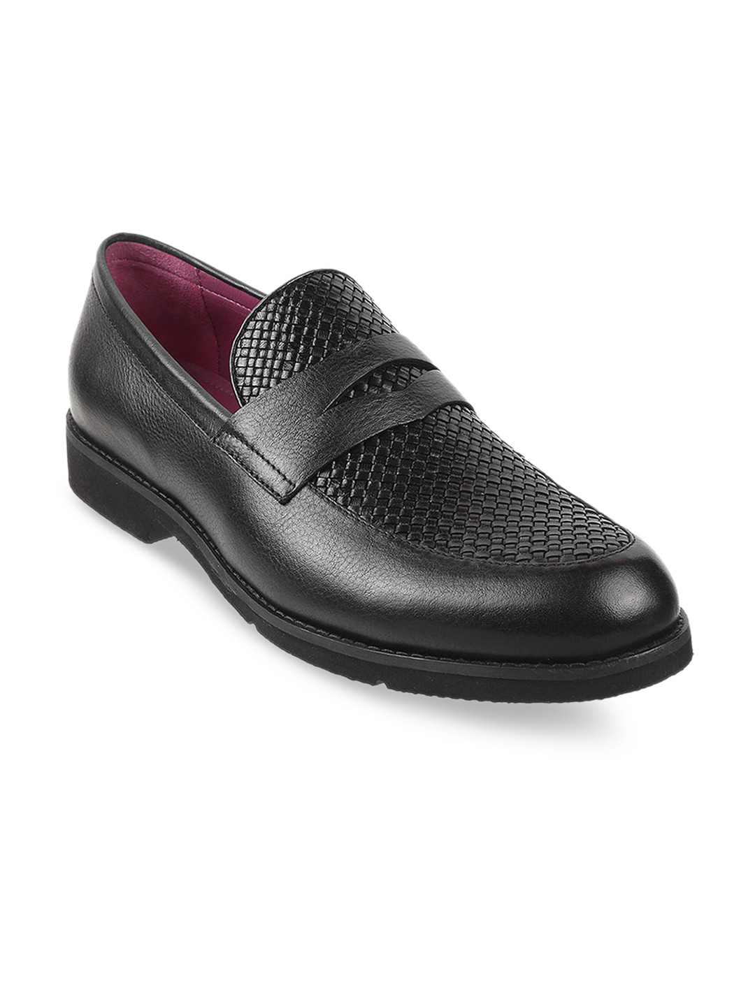 

J.FONTINI Men Leather Formal Loafers, Black