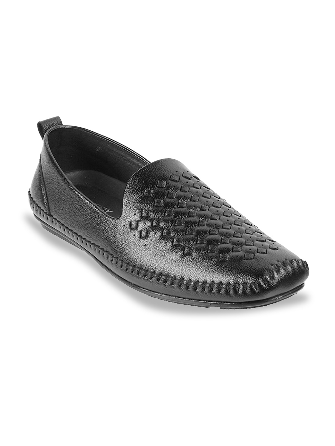 

WALKWAY by Metro Men Woven Design Square Toe Loafers, Black