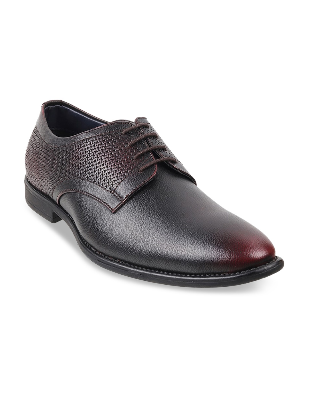 

WALKWAY by Metro Men Textured Round Toe Formal Derbys, Maroon