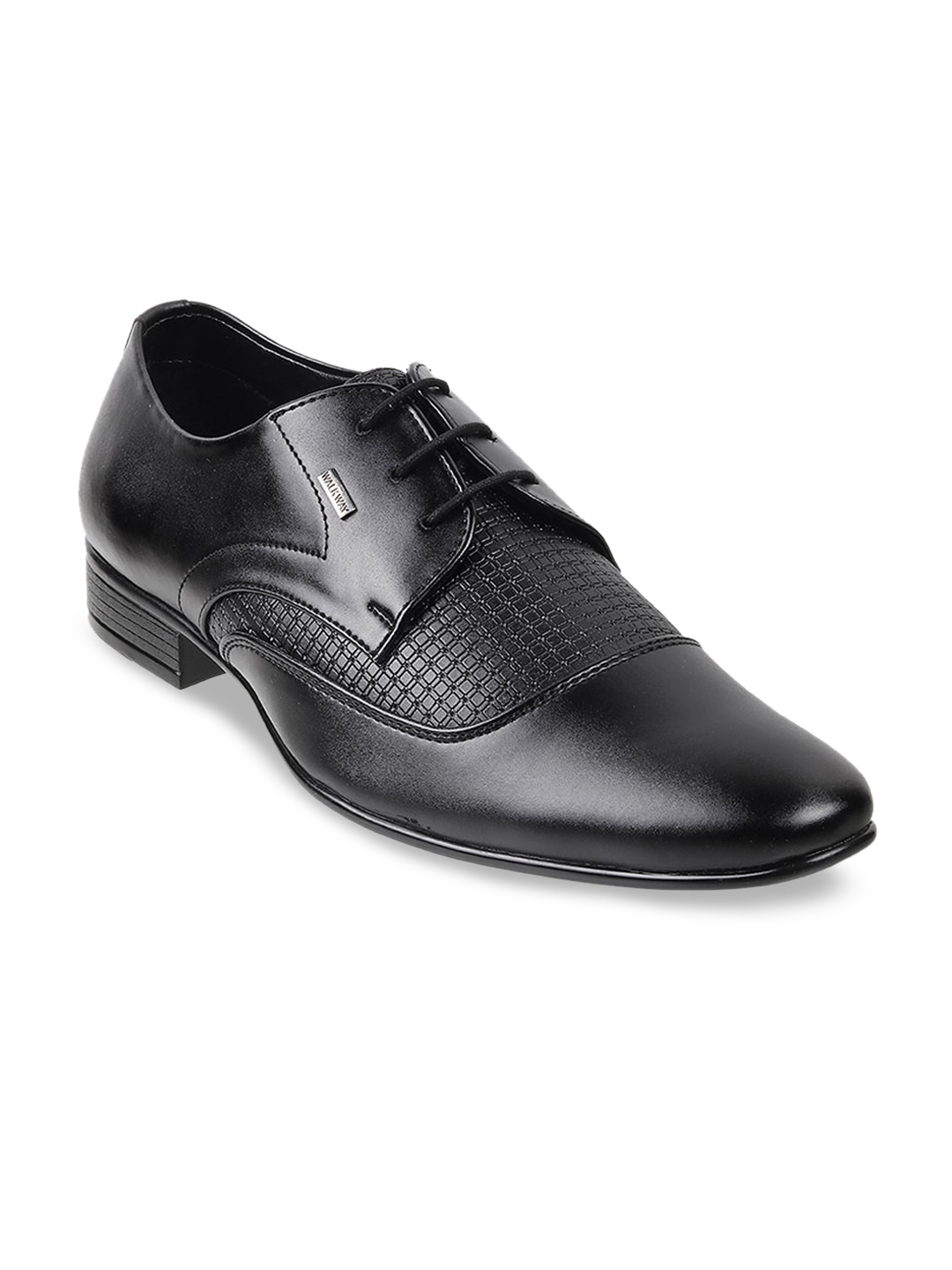 

WALKWAY by Metro Men Textured Round Toe Formal Derbys, Black