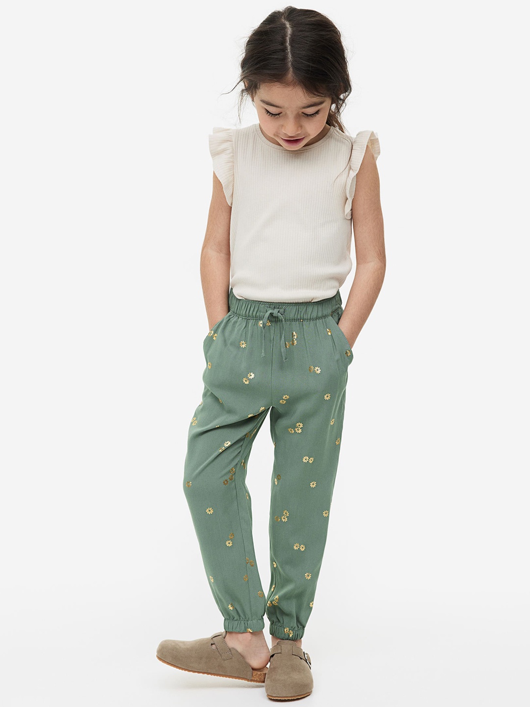 

H&M Girls Woven joggers, Green