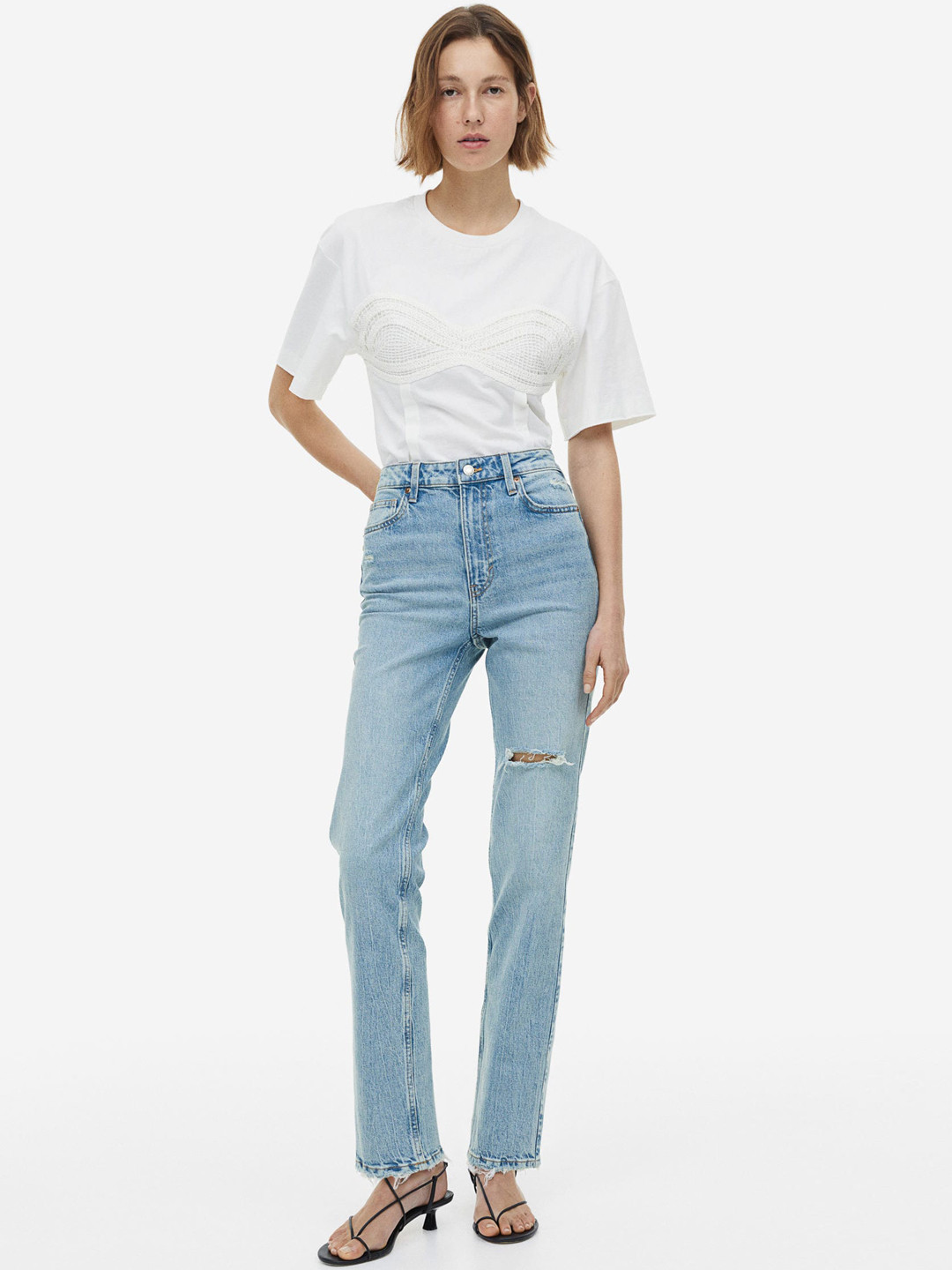 

H&M Women Vintage Straight High Jeans, Blue