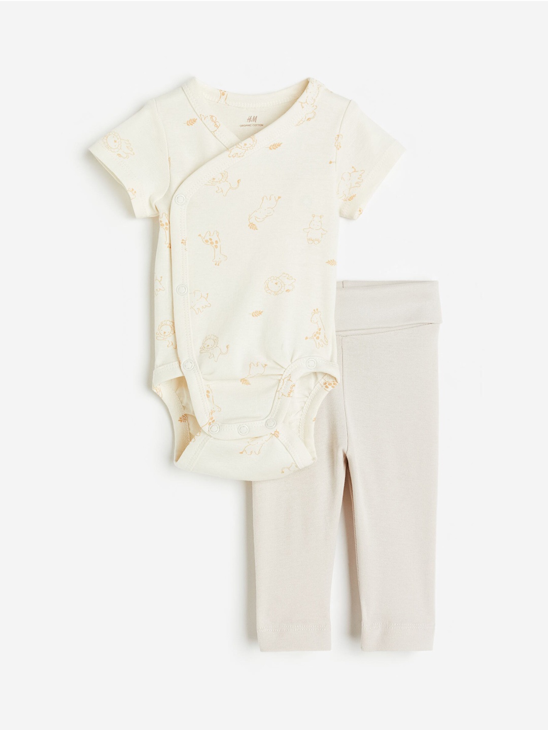 

H&M Infant Boys 2-Piece Pure Cotton Jersey Set, Beige