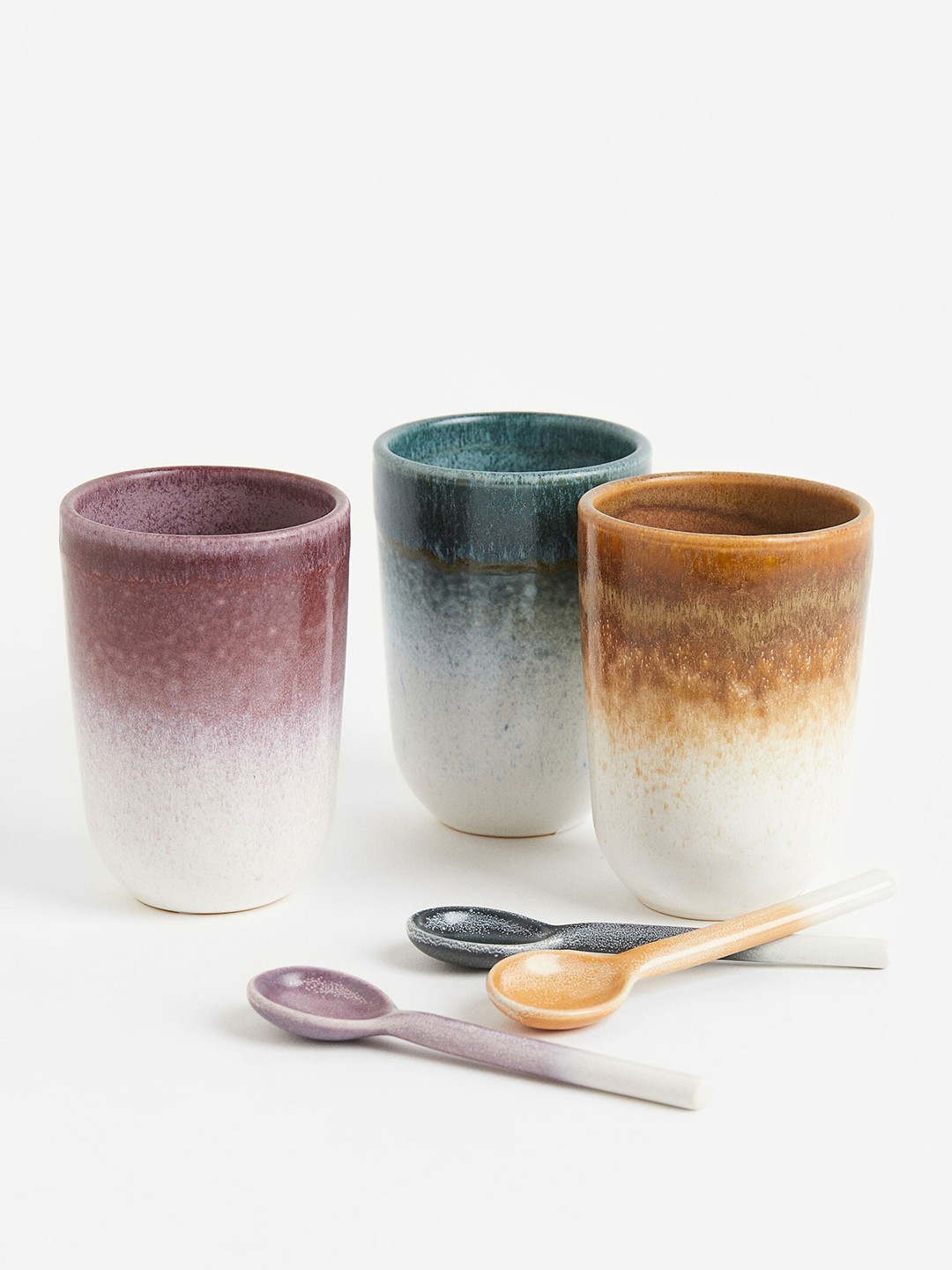 

H&M Turquoise Blue & Mustard Stoneware Cup, Pink