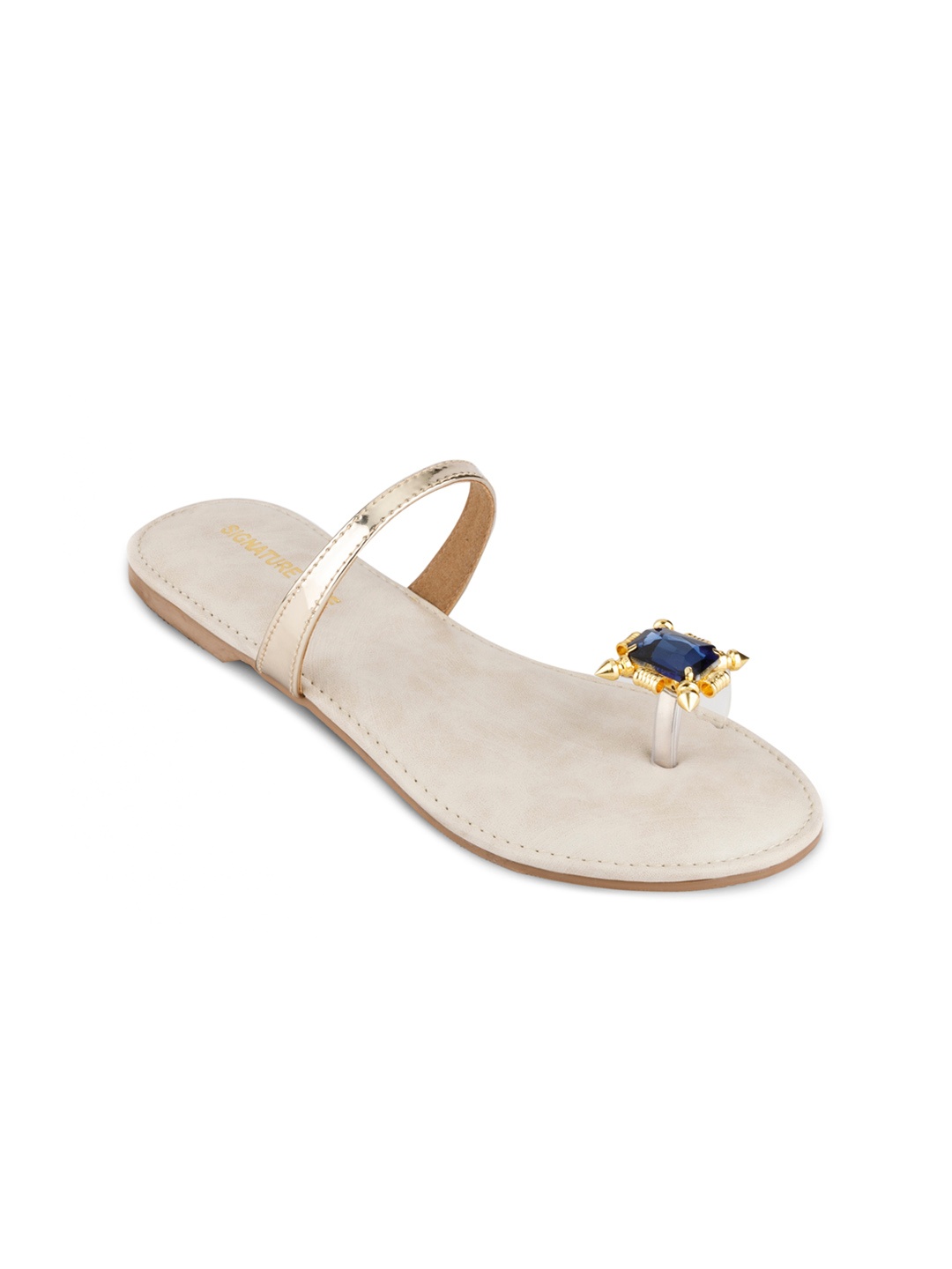 

Signature Sole Embellished One Toe Flats, White