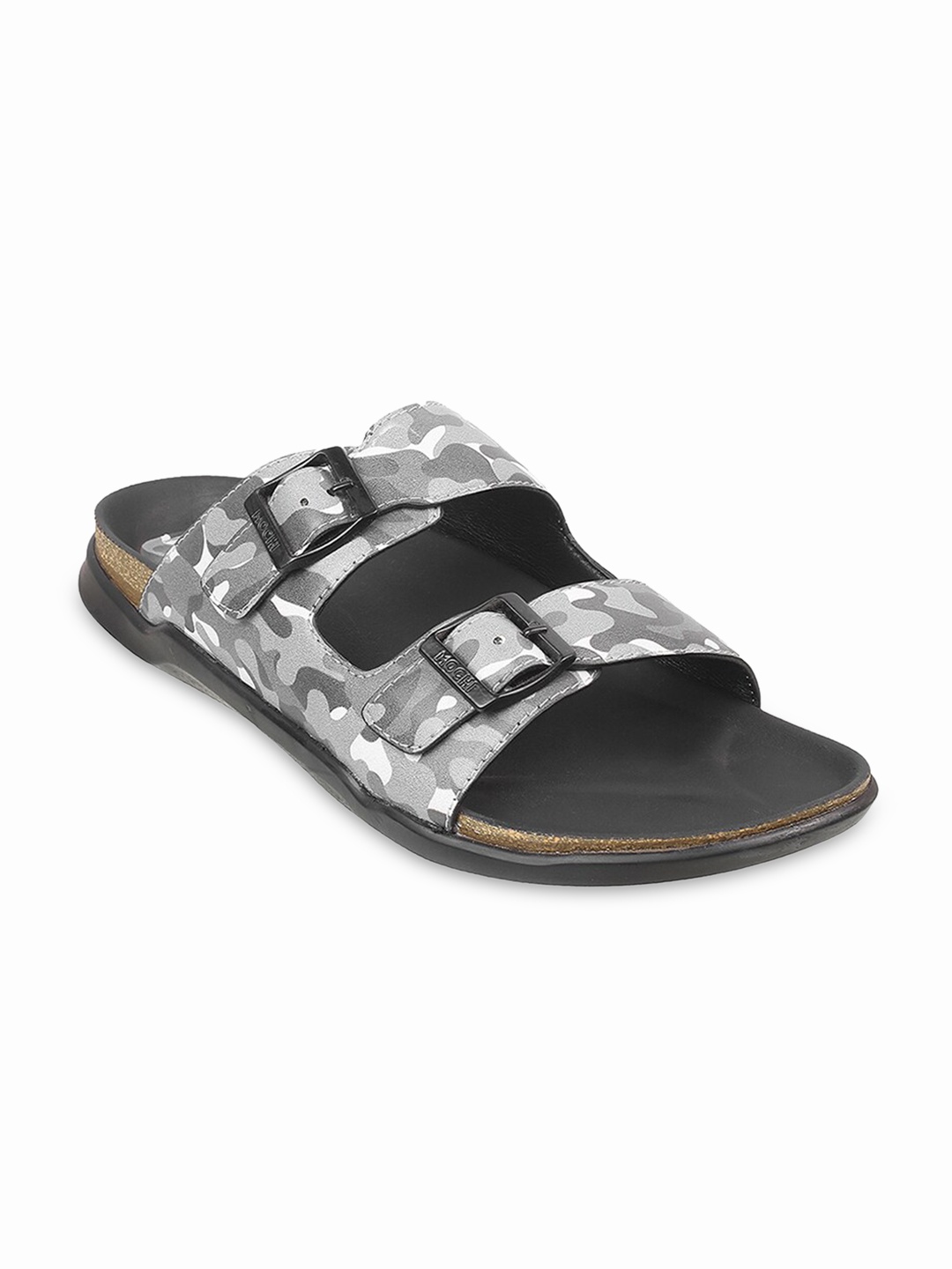 

Mochi Men Printed Two Strap Comfort Sandals, Black