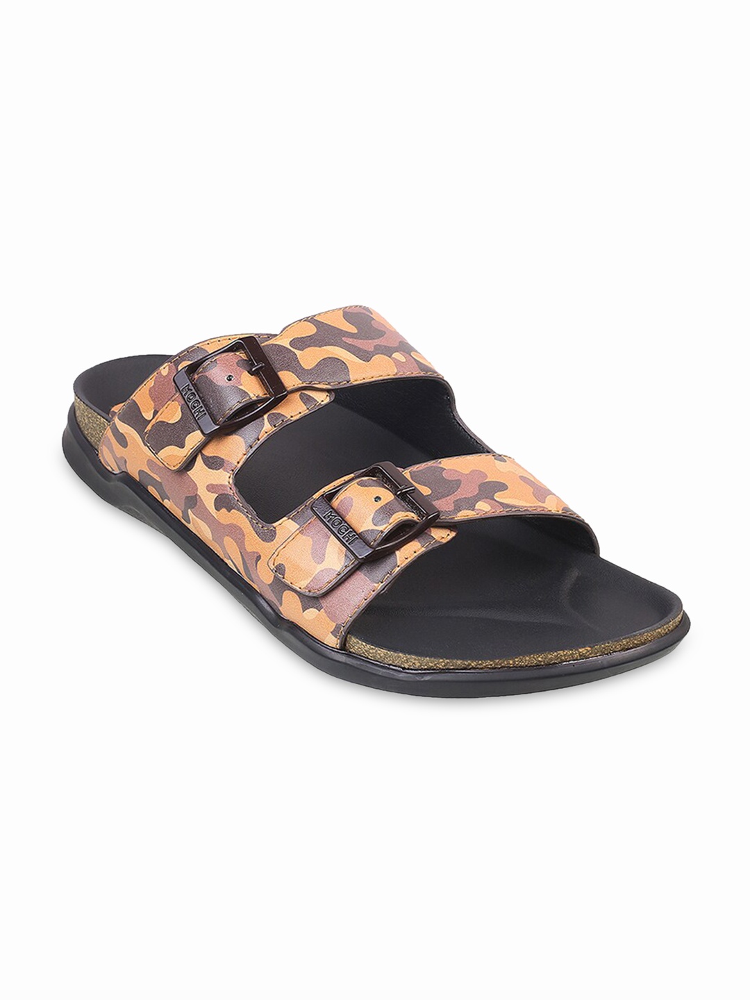 

Mochi Men Printed Two Strap Comfort Sandals, Brown