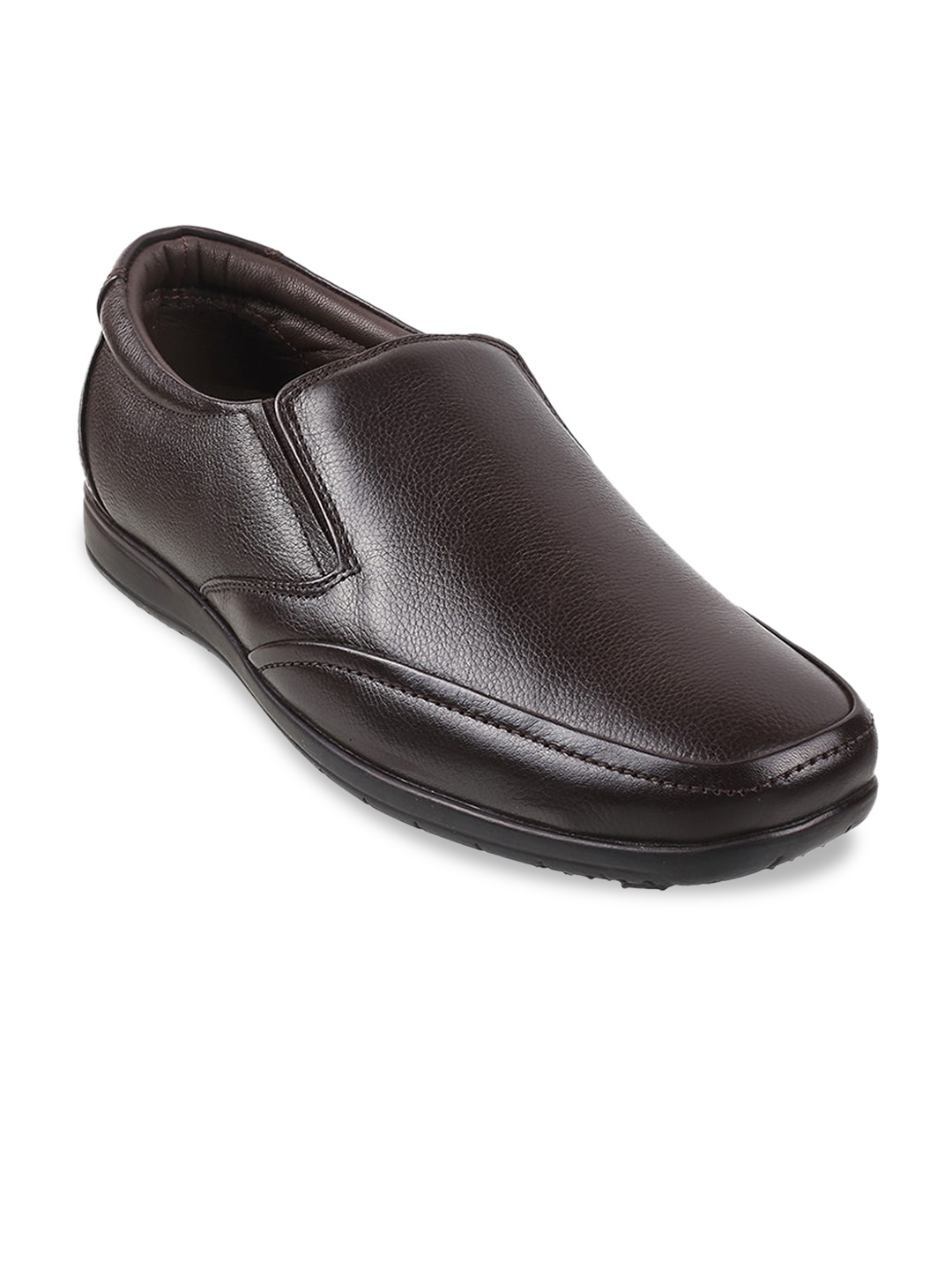 

Mochi Men Leather Formal Slip On Shoes, Brown