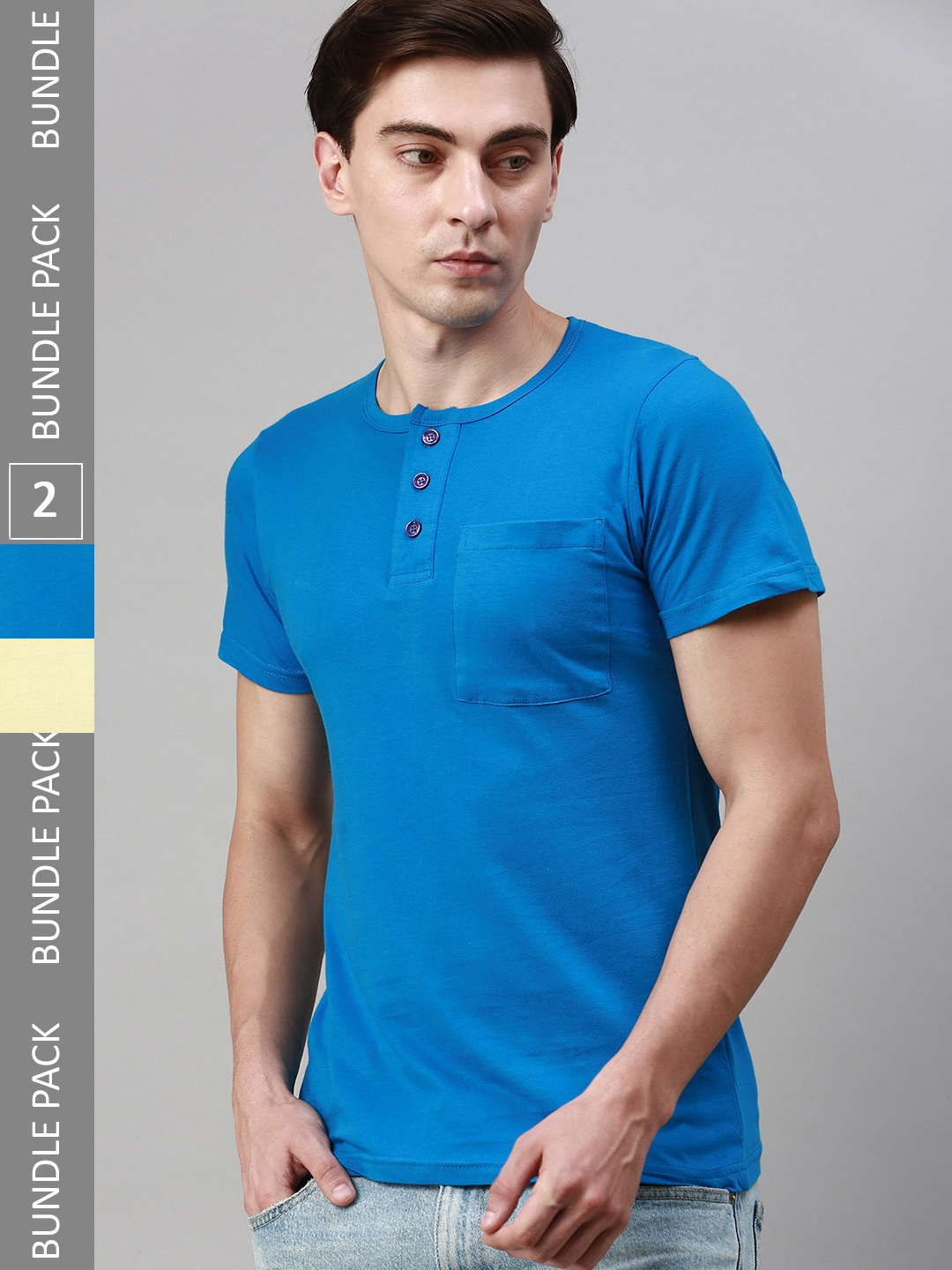 

Lux Cozi Pack of 2 Round Neck Cotton T-shirt, Blue