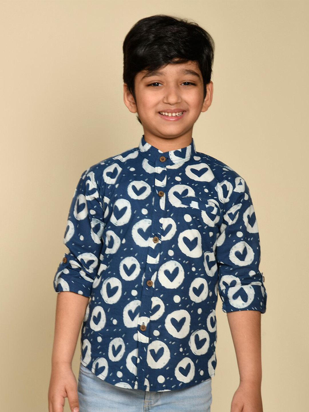 

LIL PITAARA Boys Comfort Conversational Printed Cotton Casual Shirt, Blue