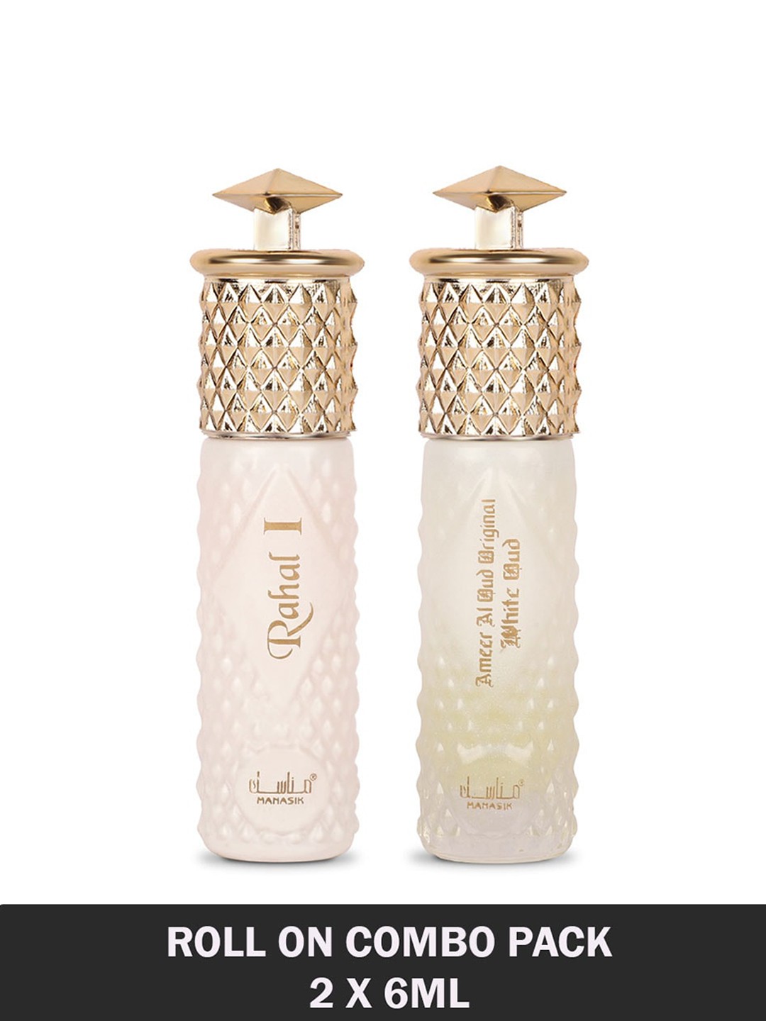 

MANASIK Premium Set Of 2 Long Lasting Attars - 6 ml Each Rahal I - Ameer Al Oud Original White Oud