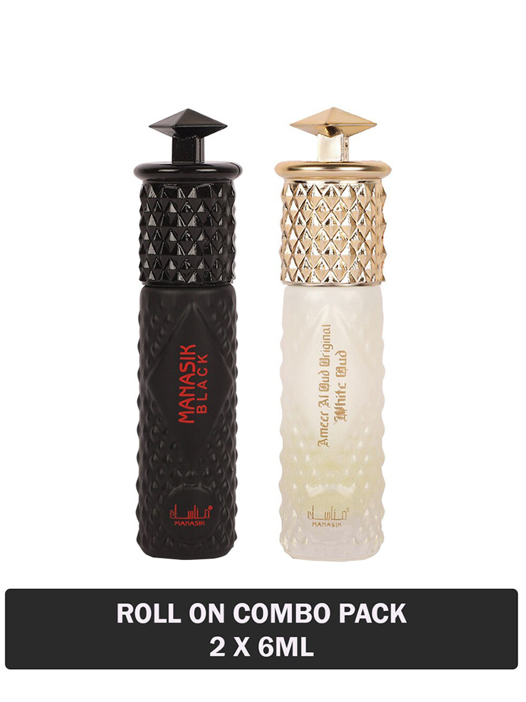 

MANASIK Premium Set Of 2 Attar Black & Ameer Al Oud Original White Oud - 6 ml Each