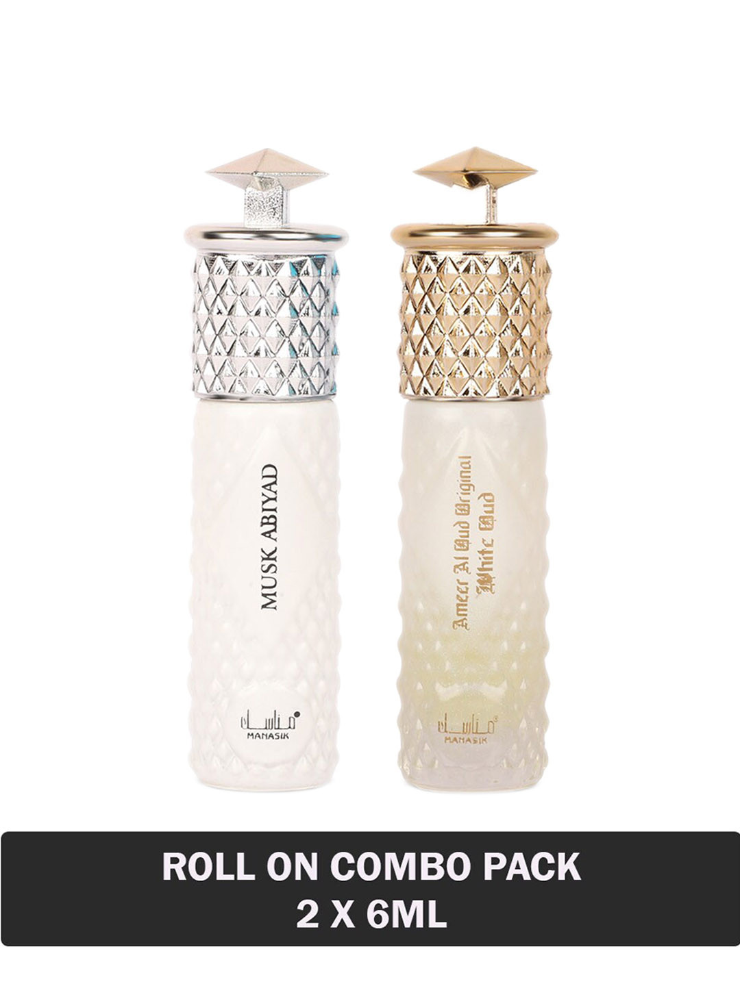 

MANASIK Set Of 4 Long Lasting Attars - 6 ml Each -Musk Abiyad -Ameer Al Oud Original White Oud