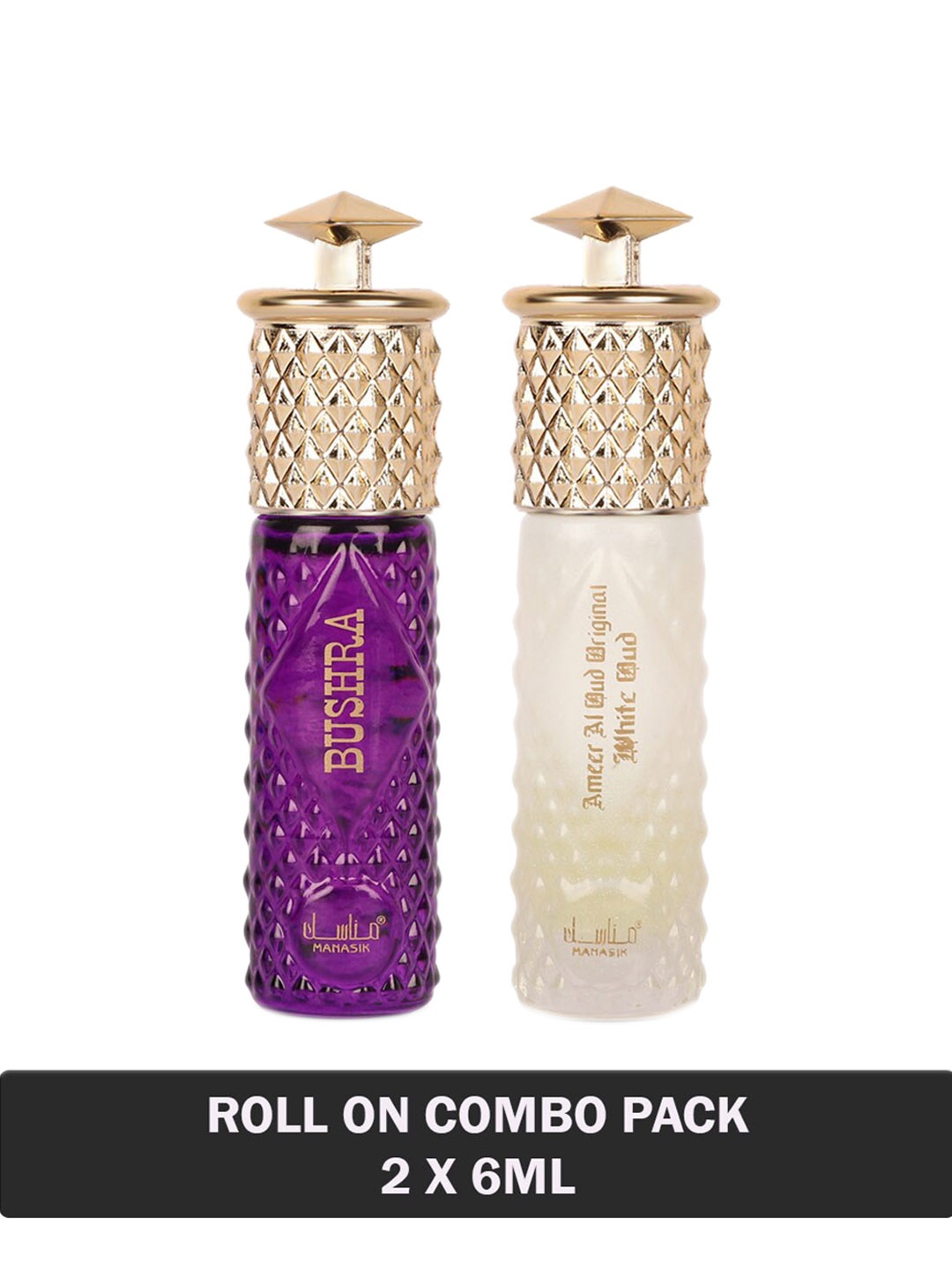

MANASIK Set Of 2 Bushra & Ameer Al Oud Original White Oud- 6ml Each, Multi