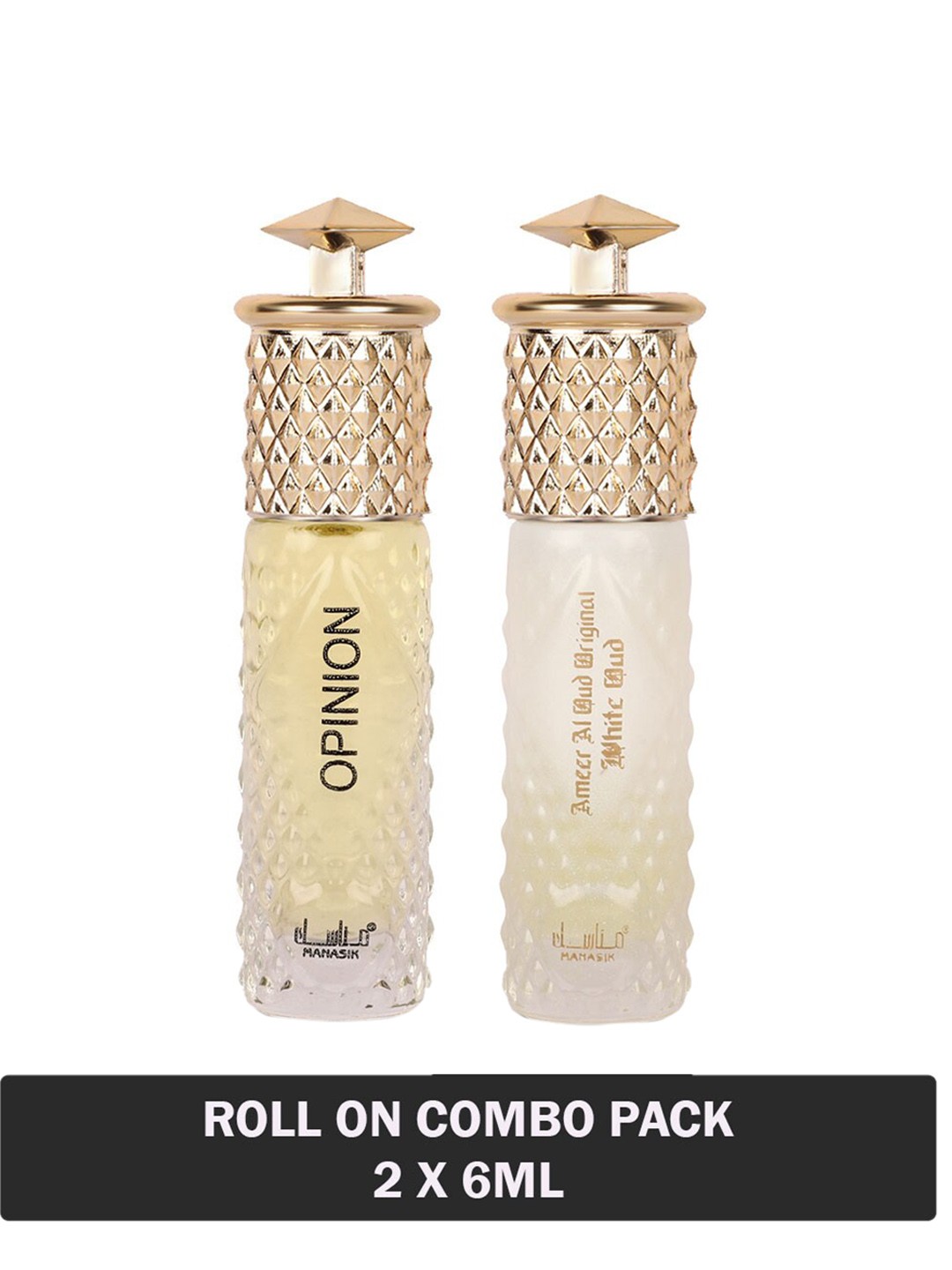

MANASIK Set Of 2 Opinion & Ameer Al Oud Original White Oud Attar - 6 ml Each, Multi