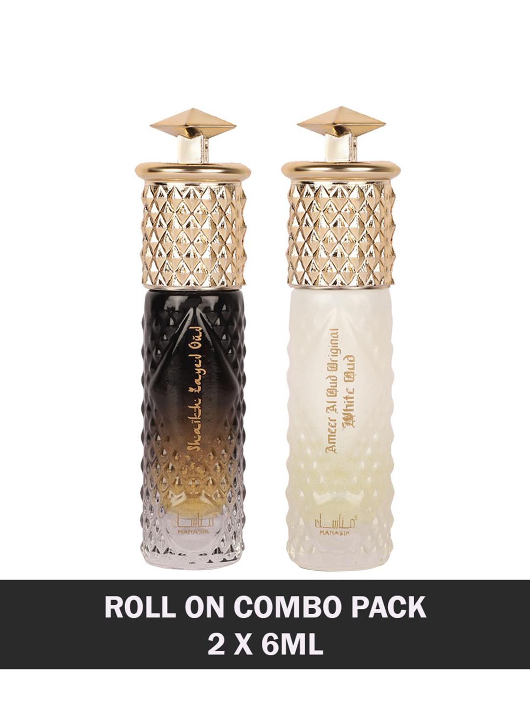 

MANASIK Set Of 2 Shaikh Zayed Oud & Ameer Al Oud Original White Oud Attar - 6 ml Each, Multi