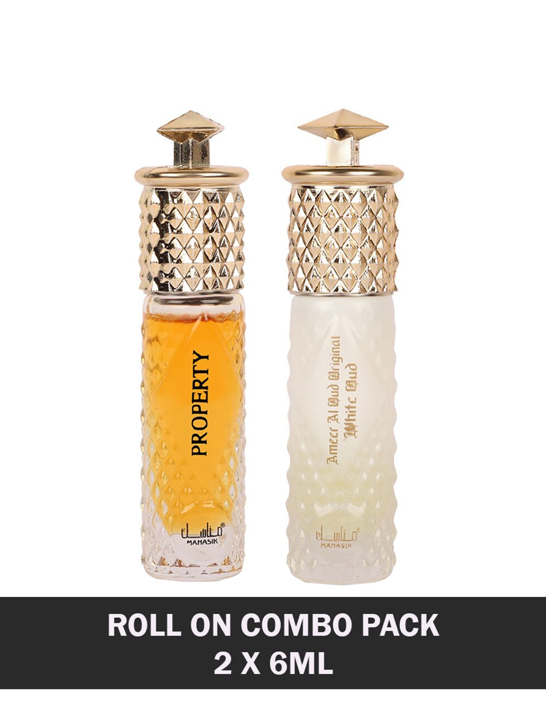 

MANASIK Set Of 2 Ameer Al Oud Original White Oud & Property Attar - 6 ml Each, Yellow
