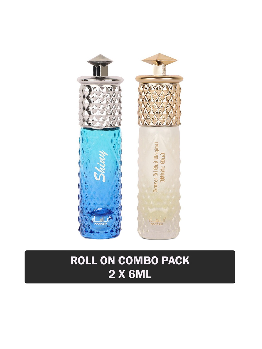 

MANASIK Set Of 2 Shiny Blue & Ameer Al Oud Original White Oud Attar - 6 ml Each