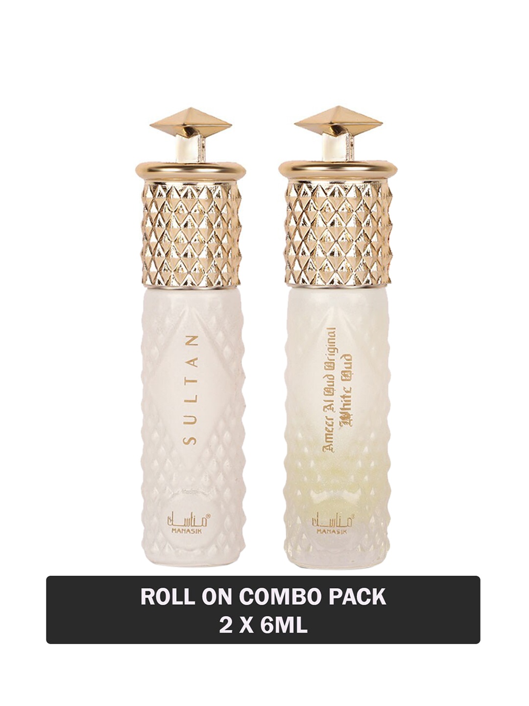

MANASIK Set Of 2 Sultan & Ameer Al Oud Original White Oud Attar - 6 ml Each, Multi