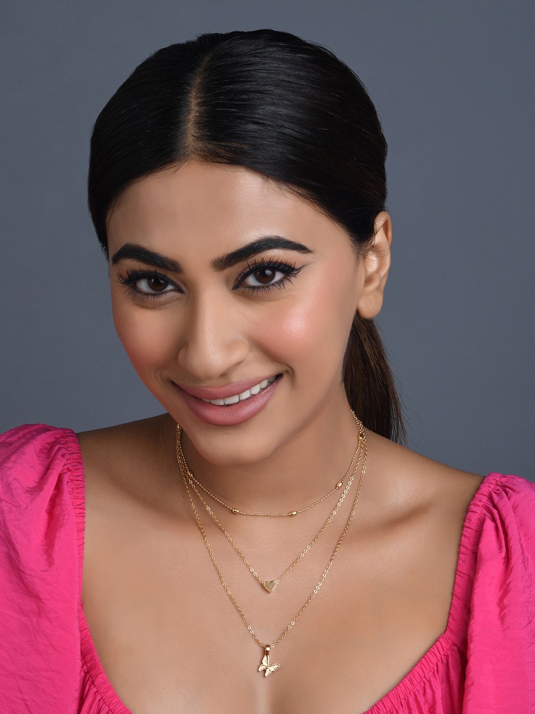 

ToniQ Gold-Plated Butterfly & Heart Charm Layered Necklace