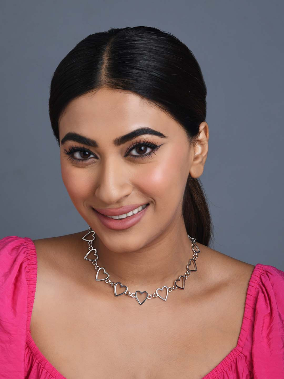 

ToniQ Silver-Plated Heart Choker Necklace