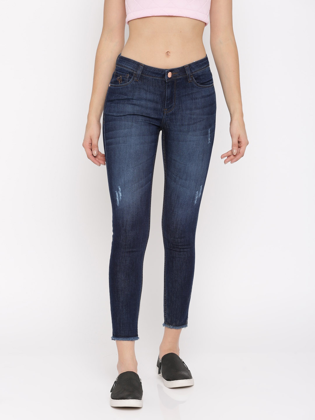

Flying Machine Blue Twiggy Super Skinny Fit Mid-Rise Low Distressed Stretchable Jeans